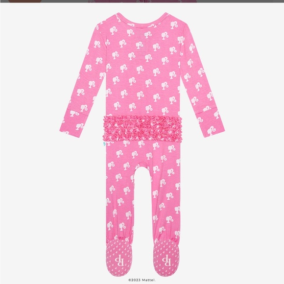 Posh Barbie Footie Ruffle Pink Kids One Piece - Picture 2 of 6